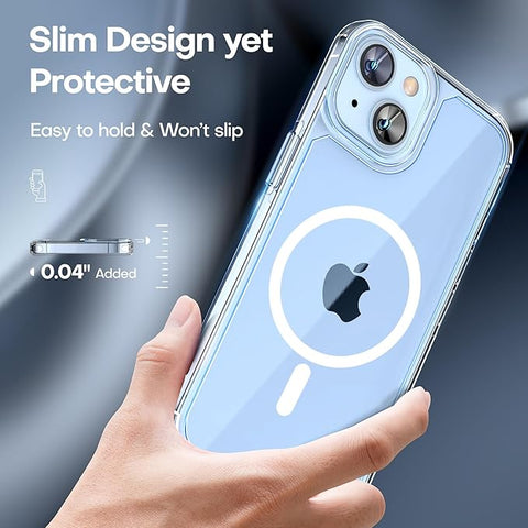 3 in 1 Magnetic for iPhone 14 Case Clear, [Compatible with MagSafe] with 2X Screen Protectors, Military-Grade Drop Protection Shockproof Slim 14 Cover 6.1 Inch