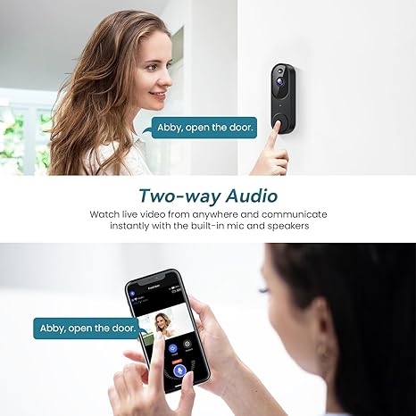 Wireless Wi-Fi Video Doorbell Camera with Two Way Audio, AI Motion Detection, Night Vision and Cloud Storage, 2.4G Wi-Fi only