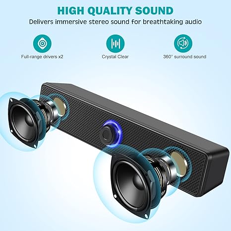 Computer Speakers, USB Powered PC Speakers Wired Stereo Desktop Speakers for Computer, Desktop, Laptop, PC, Pad, Cellphone [2025 Version]