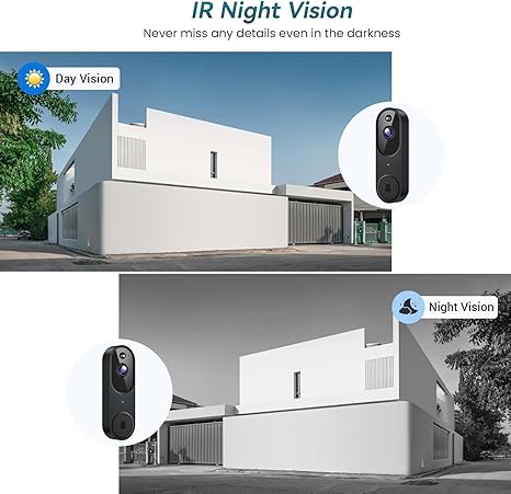 Wireless Wi-Fi Video Doorbell Camera with Two Way Audio, AI Motion Detection, Night Vision and Cloud Storage, 2.4G Wi-Fi only