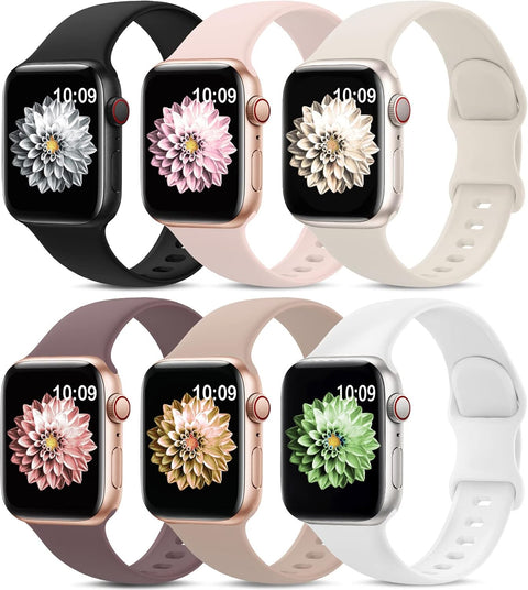 6 Pack Sport Bands Compatible with Apple Watch Band 38mm 40mm 41mm 42mm 44mm 45mm 49mm 46mm,Silicone Waterproof Strap Compatible with iWatch Apple Watch Series 10 9 Ultra 8 7 6 5 4 3 2 1 SE Women Men