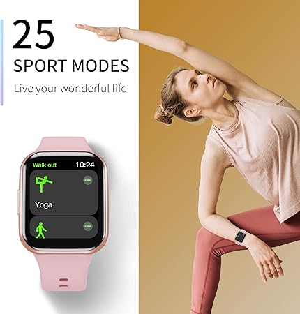 Smart Watch for Men Women, 1.69" Large HD Screen Smartwatches, 25 Sports Mode Smart Watches, IP67 Waterproof Activity Tracker, Fitness Watch with Heart Rate Sleep Monitor, Calorie/Step Counter, Pink