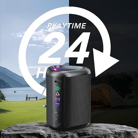 Bluetooth Speaker, 2025 Portable Wireless Speakers with Led Light, Bluetooth 5.4, 24H Playtime, Enhanced Bass, IPX7 Waterproof, Outdoor Speaker for Travel, Sport, Party, Biking.