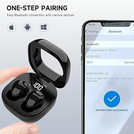 Invisible Sleep Earbuds, Smallest Sleep Headphones for Side Sleepers Low Profile Micro Tiny Discreet Hidden Earbuds for Work, Wireless Mini IPX5 Waterproof for Small Ear Canals, DeepBlack