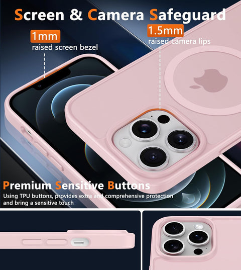 FNTCASE COVER for iPhone 11 12 13 14 15 16 & 17 Phone, Pro and Pro Max | Magnetic Frosted Translucent Slim Shockproof Cell Phone Cover | Military Grade Protection Drop Proof Tough Protective Cases