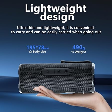 Bluetooth Speaker with IPX5 Waterproof 2 Portable, Long Playtime, Wireless Stereo Pairing, 12W Stereo Sound, BT 5.3, Bassup, Electronics for Home, Shower, Outdoors, Travel(Black)