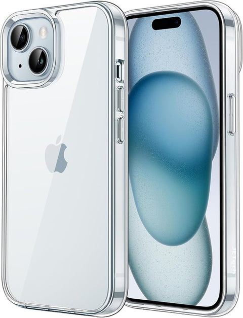 Case for iPhone 15 6.1-Inch, Non-Yellowing Shockproof Phone Bumper Cover, Anti-Scratch Clear Back (Clear)