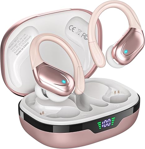 Wireless Earbuds, Sports Bluetooth Headphones, 80Hrs Playtime Ear Buds with LED Power Display, Noise Canceling Headset, IPX7 Waterproof Earphones