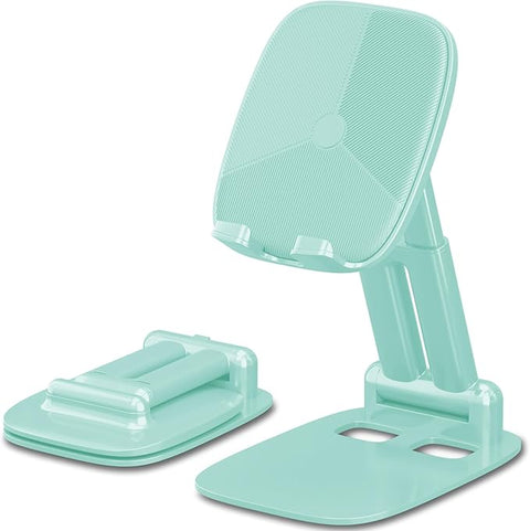Cell Phone Stand for Desk,Height Adjustable Cell Phone Holder Portable Desktop Stand, Travel Home Office Desk Accessories Compatible with iPhone 16/15/14/13/12/11 All Smartphone - Light Green