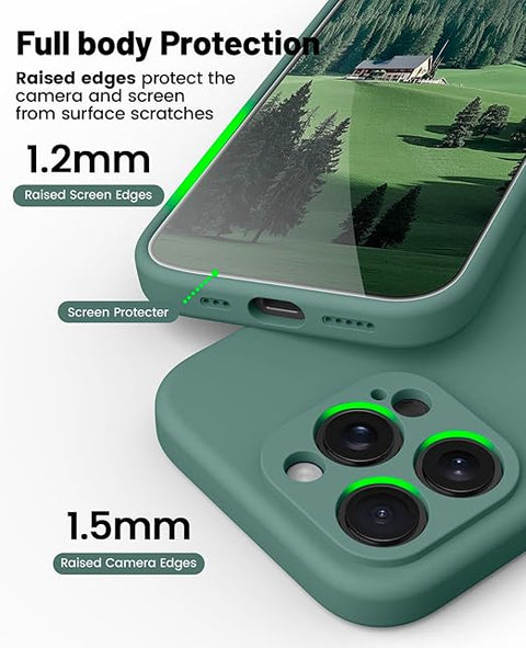 iPhone 16 Pro Max Case, Compatible with MagSafe, Shockproof Magnetic Silicone Case for iPhone 16 Pro Max,[Military Grade Protection] [2 Pack Screen Protectors], Pine Green