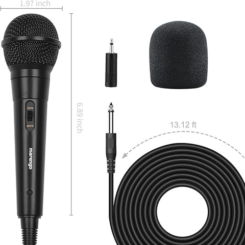 Handheld Wired Microphone, Cardioid Dynamic Vocal Mic with 13ft Cable and ON/Off Switch, Ideally Suited for , Karaoke Singing Machine, Amp, Mixer