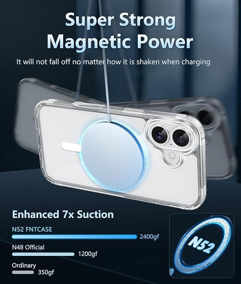 iPhone 16 Plus Case: Clear Case Magnetic Military Grade Drop Protection Anti Yellowing Cell Phone Cover - Rugged Shockproof Protective Bumper Transparent Cases