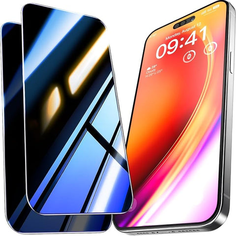 Unbreak 9H+ Top Glass for iPhone 16 Pro Max Privacy Screen Protector (13FT Military Grade Shatterproof & 100% Anti-Spy) Privacy Screen iPhone 16 Pro Max Glass (Easy Installation),2 Pack