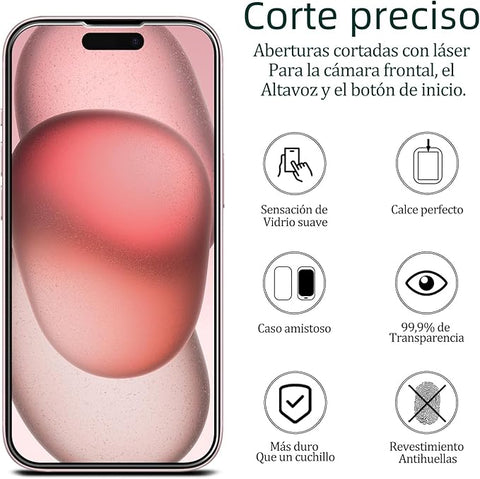 2 Pack Screen Protector for iPhone 15/ iPhone 15 Pro Tempered Glass Film 6.1-inch, 9H Hardness, Anti Scratch, Bubble Free, Easy to Install, Case Friendly