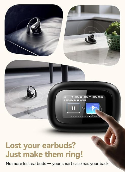 Wireless Earbuds, ANC Noise Cancelling Sport Ear Buds with Multifunctional Touch Screen, Bluetooth 5.4 Headphones, Bass Stereo Sound, 5 EQ Over The Ear Earbuds for Sports/Workout/Gym-Black