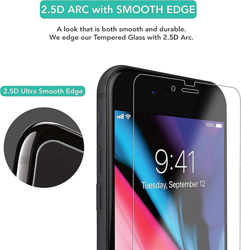 4-Pack Screen Protector for iPhone SE 3/2 (2022/2020 Edition), iPhone 8,7,6s,6, 4.7-Inch Tempered Glass Film [Ultra HD] [3D Touch] [Case Friendly] [Lifetime Replacement Support]