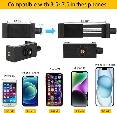 Portable Flexible Cell Phone Holder Stand for Treadmill/Stroller/Elliptical/Car/Bike/Shopping Cart,Compatible with 3.5~7.5" iPhone/Smartphone, 27.5 inch/70cm Long Arm for Cellphone