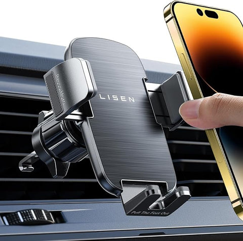 2025 Car Phone Mount, Phone Holders for Your Car [Thick Cases Friendly] Car Phone Holder Air Vent Wider Clamp & Metal Hook Cell Phone Car Mount for iPhone Pro Max Samsung Smartphones