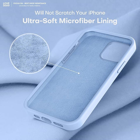 Compatible with iPhone 12 Pro Max Case | Thickening Liquid Silicone | Anti-Scratch Microfiber Lining | Full-Body Duty Heavy Protection Case for iPhone 12 Pro Max Women Girls, Light Blue