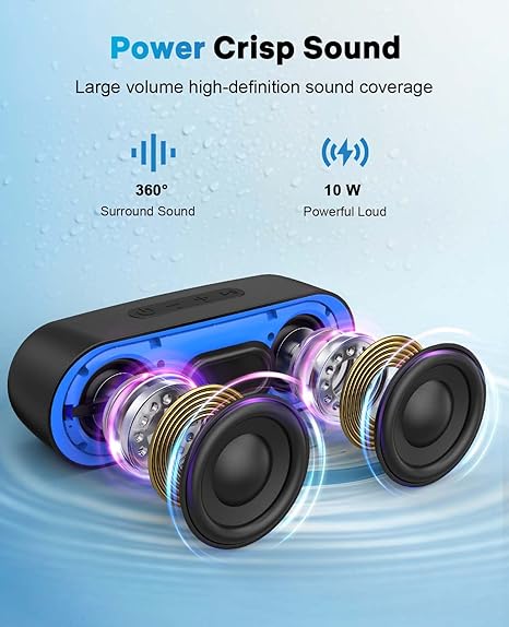 Bluetooth Speakers, Waterproof Portable Speakers with TWS, 24 Playtime, Stereo Sound, Wireless for Home Shower Pool Beach Outdoor