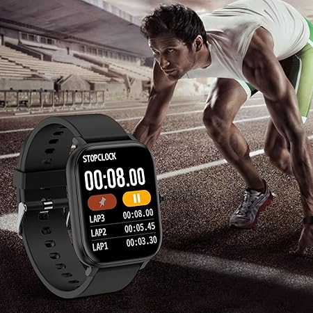 Smart Watch for Men Women Compatible with iPhone Samsung Android Phone 1.83 inch Full Touch Screen IP68 Waterproof Bluetooh Fitness Tracker Heart Rate/Sleep Monitor, Black
