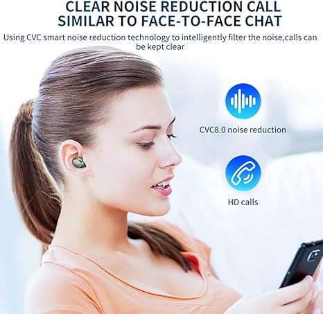 Wireless Earbuds, Bluetooth 5.3 Headphones, Touch Noise Cancelling Earphones for Work/Sports, HiFi Digital LED Display Charging Case, IP7 Waterproof Mini Earbuds