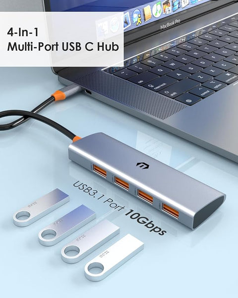 4-in-1 USB C Multifunctional Hub Docking Station Compatible for Laptops and iPad Pro, with 4 USB 3.1 Ports,High-Speed Transmission, and Twice The Speed of USB 3.0