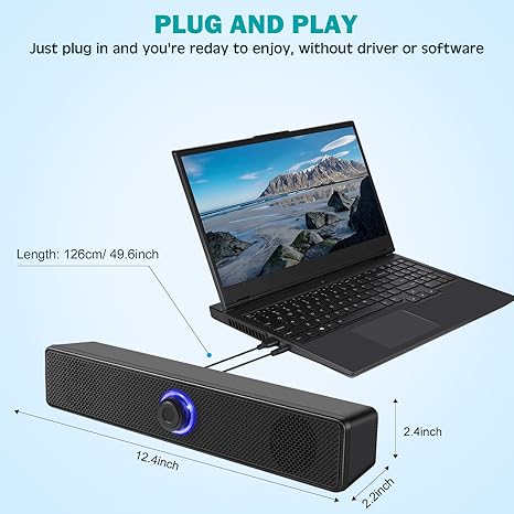 Computer Speakers, USB Powered PC Speakers Wired Stereo Desktop Speakers for Computer, Desktop, Laptop, PC, Pad, Cellphone [2025 Version]