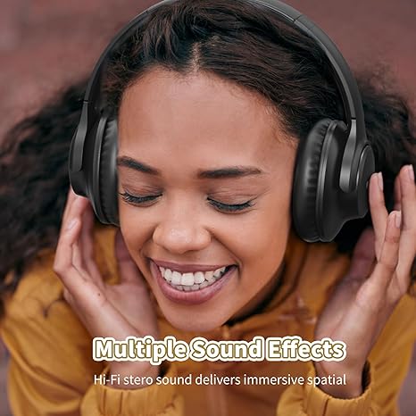 Bluetooth Headphones Over Ear, 65 Hours Playtime Wireless Headphones with Microphone, Foldable Lightweight Headset with Deep Bass, HiFi Stereo Sound Low Latency for Travel Work Cellphone