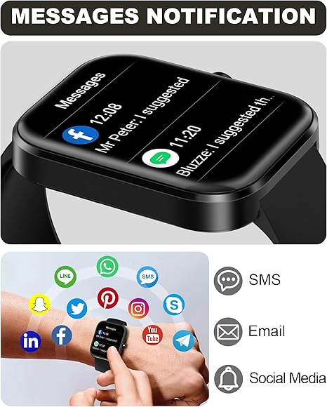 Smart Watch for Men Women(Answer/Make Call)-1.91" HD Fitness Smartwatch with Sleep/Heart Rate/spO2 Monitor, 113+ Sport Modes, IP68 Waterproof Smart Watch for Android iOS,Black