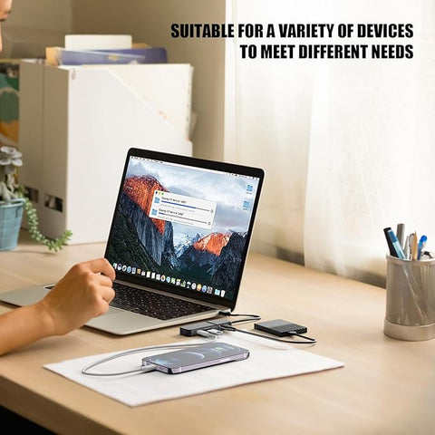 5-Port USB 3.0 Hub with 4K HDMI - Dual USB-A/C, 5Gbps Data Transfer for MacBook Pro/Air, iPad Pro, iPhone 15, iMac, XPS, ThinkPad & More - Ideal for Flash Drives & Portable Hard Disks