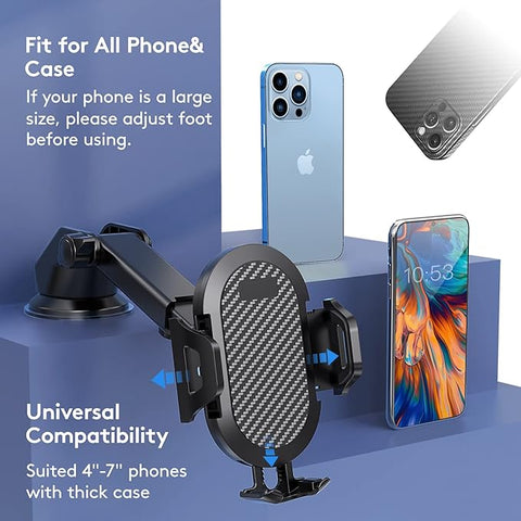 Universal Car Phone Holder, Strong Suction Cup Super Stable Phone Mount for Car Fit for iPhone 16 15 14 Pro Max All Smartphones