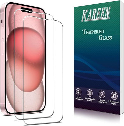 2 Pack Screen Protector for iPhone 15/ iPhone 15 Pro Tempered Glass Film 6.1-inch, 9H Hardness, Anti Scratch, Bubble Free, Easy to Install, Case Friendly