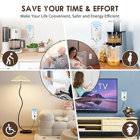Wireless Remote Control Outlet, Indoor Remote Light Switch for Plug in Lamp, Small Electrical Appliance up to 100 Feet Away, 10A/1200W Wall Outlet Plug Kit