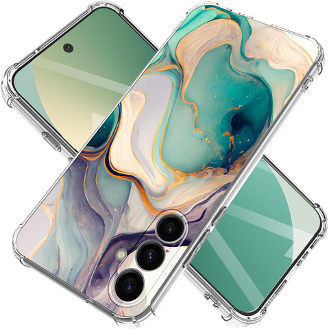 for Samsung Galaxy S24 Plus Case [Marble Slim]+[Anti-Drop Shockproof Protective] Soft TPU Women Stylish Phone Covers 6.7 Inch (Alpine Lake)