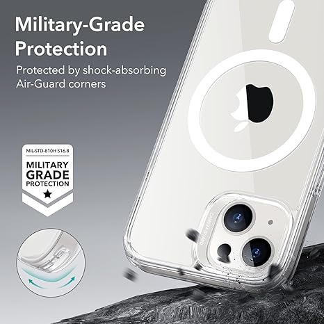 iPhone 14/iPhone 13 Case, Compatible with MagSafe, Classic Hybrid Magnetic Mobile Phone Case iPhone 14/13 Case, Military Standard, Drop Protection, Clear
