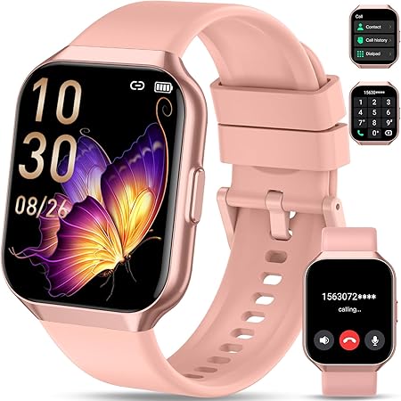 Smart Watch for Men Women (Answer/Make Call), 1.96" HD Smartwatch Fitness Activity Tracker, 110+ Sports, Heart Rate/Sleep Monitor/Pedometer/Calories, Fitness Watch for Android iOS Pink