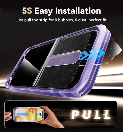 Unbreakable 9H+ Glass for iPhone 15 Pro Max Screen Protector [Military Grade Shatterproof][Full Coverage Protection] HD Screen Protector 15 Pro Max Longest Durable Tempered Glass, 2 Packs