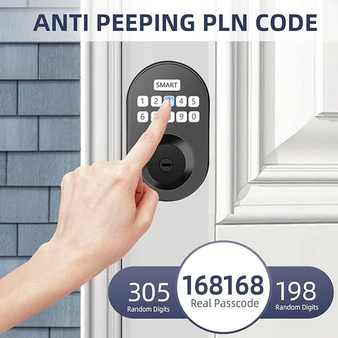 Keyless Deadbolt with Electronic Keypad, Smart Door Lock, Anti-Peek Password Entry