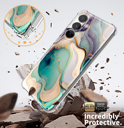 for Samsung Galaxy S24 Plus Case [Marble Slim]+[Anti-Drop Shockproof Protective] Soft TPU Women Stylish Phone Covers 6.7 Inch (Alpine Lake)
