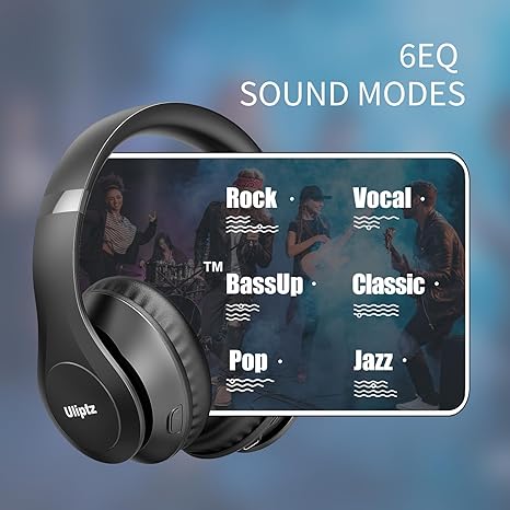 Wireless Bluetooth Headphones, 65H Playtime, 6 EQ Sound Modes, HiFi Stereo Over Ear Headphones with Microphone, Foldable Lightweight Bluetooth 5.3 Headphone for Travel/Office/Cellphone/PC
