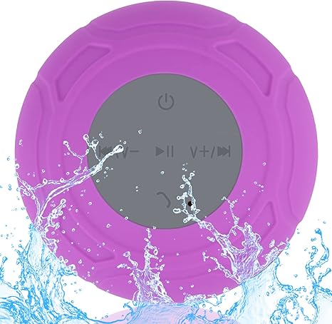 Waterproof Bluetooth Shower Speaker Portable Wireless Water-Resistant Speaker Suction Cup,Built-in Mic Gifts for Kids Speakerphone Bathroom Kitchen - Purple