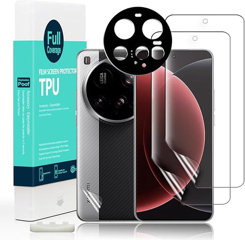 Screen Protector For Xiaomi 15 Ultra 5G 6.73"(2 Pcs),Flexible TPU Film,With 1Pc Camera Lens Protector,1Pc Back Film,Bubble Free[Easy to install]