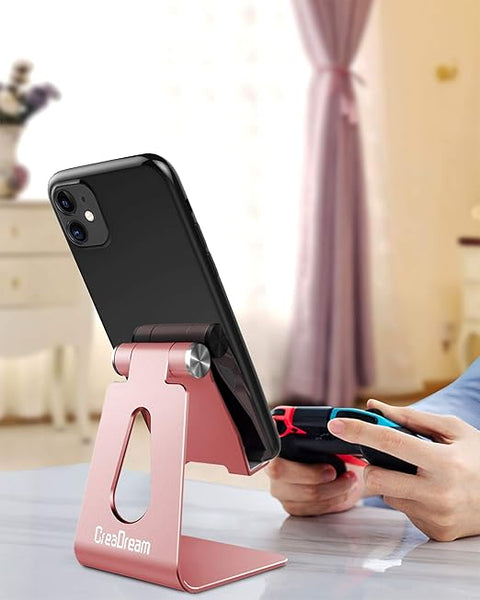 Adjustable Cell Phone Stand, Phone Stand, Cradle, Dock, Holder, Aluminum Desktop Stand Compatible with Phone 16 15 14 13 12 11 Pro Max Plus SE, Accessories Desk, All Mobile Phones-Rose Gold -Phone Holder