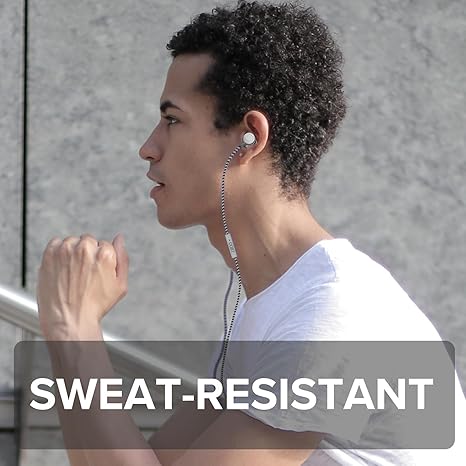 Metal Wired Handsfree, Noise-Isolating Handsfree with 3.5mm Aux Jack, Sweat-Resistant and Comfortable Ear Gels, Tangle-Free Fabric Cable, Silver