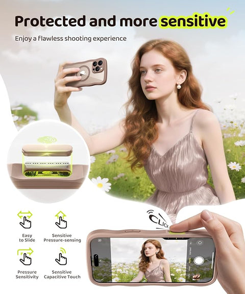 iPhone 16 Pro Max Case for Women Girls, [Compatible with MagSafe][Built-in Glass Screen Protector and Camera Protection] Cute Wave Clear Full Body Phone Case for iPhone 16 Pro Max 6.9"