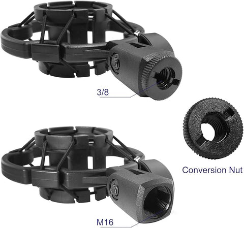 Microphone Shock Mount Universal Black Anti-Vibration Mic Holder for 42~46mm/1.65~1.81in Diameter Studio Condenser Mic, Mic Clip Holder