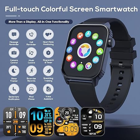 Smart Watches for Women Men, 1.83 inches HD Smartwatch with 90 Sports Modes, Heart Rate/Sleep Monitor, IP67 Waterproof, Bluetooth Call & Music Control