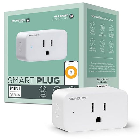 Smart Plugs, Compatible with Alexa and Google Home, WiFi Outlet Plug, Smart Socket, Timer Function, Indoor, App Control from Anywhere, 2.4 GHz WiFi Only Compatible