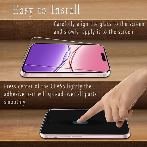 2 Pack Glass for iPhone 16 6.1 Inch Screen Protector with 2 Pack Camera Lens Protector, Anti Scratch, Bubble Free
